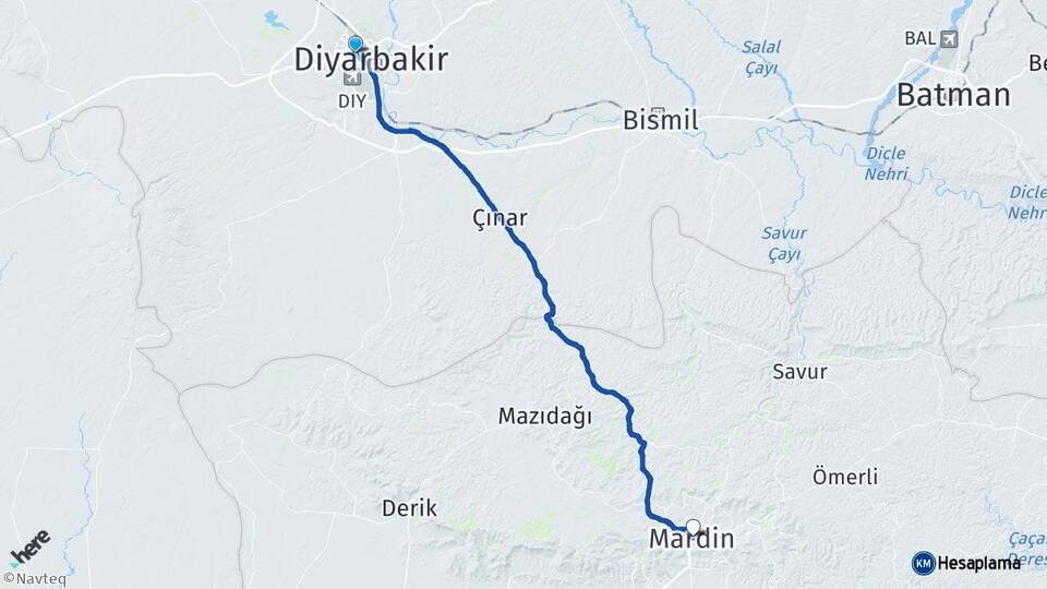 Diyarbakır Bağlar Mardin Arası Kaç Km - Yol Haritası