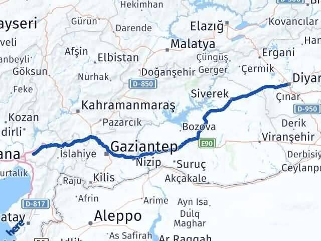 Diyarbakır Bağlar Osmaniye Arası Kaç Km - Yol Haritası