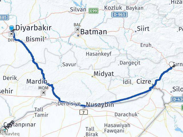 Diyarbakır Bağlar Şırnak Arası Kaç Km - Yol Haritası