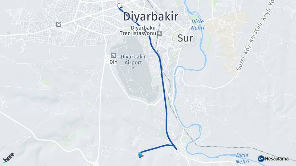 Diyarbakır Bağlar Tavşantepe Bağlar Arası Kaç Km - Yol Haritası