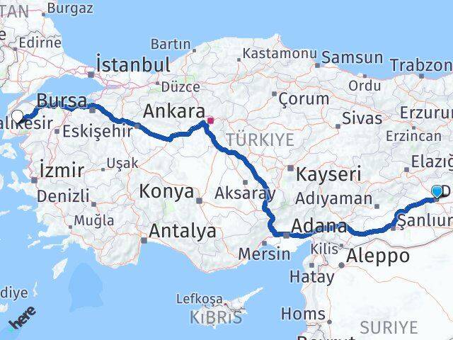 Diyarbakır Bayramiç Çanakkale Arası Kaç Km - Yol Haritası