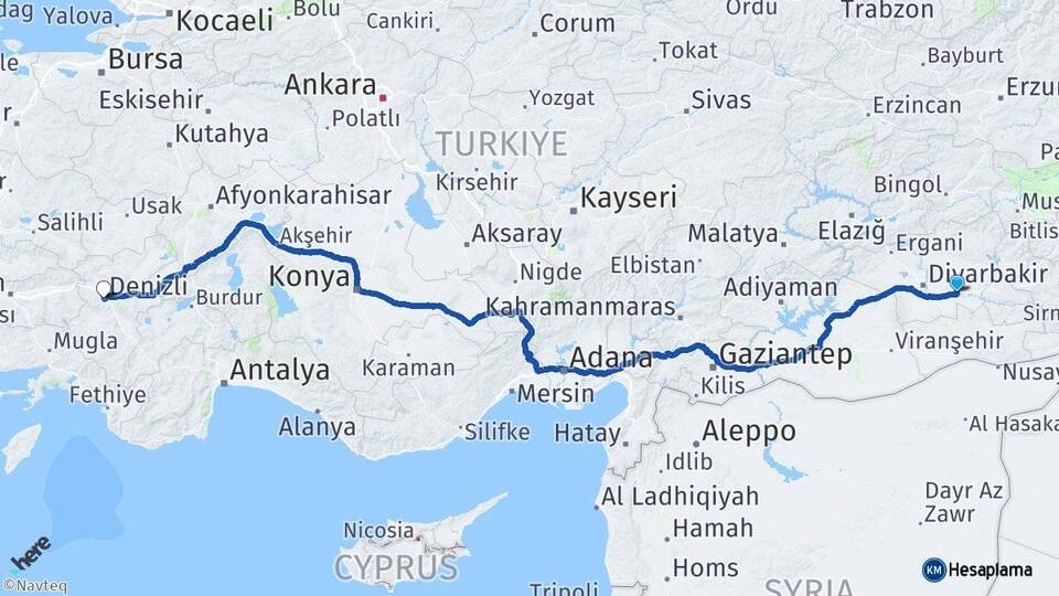 Diyarbakır Bismil Denizli Arası Kaç Km - Yol Haritası