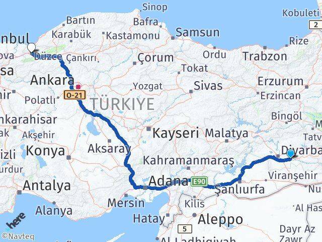 Diyarbakır Bismil Düzce Arası Kaç Km - Yol Haritası