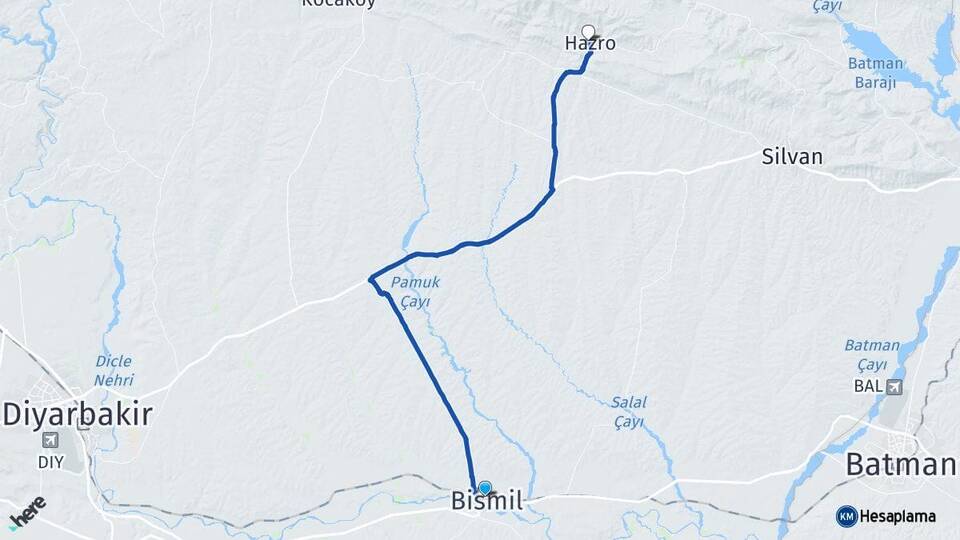 Diyarbakır Bismil Hazro Arası Kaç Km - Yol Haritası