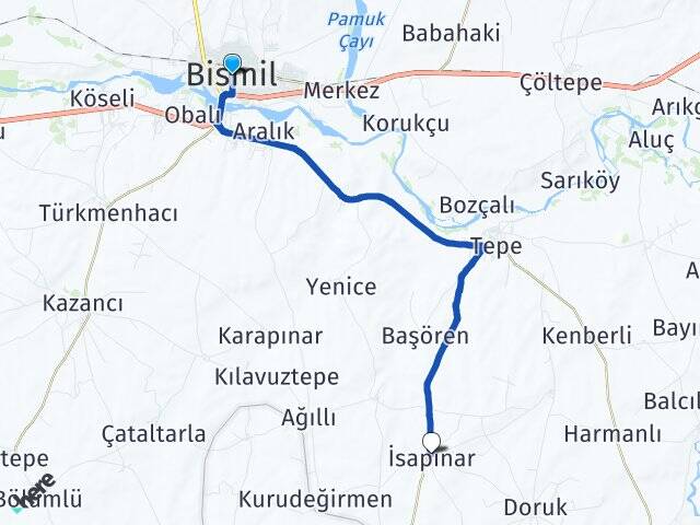 Diyarbakır Bismil İsapınar Bismil Arası Kaç Km - Yol Haritası