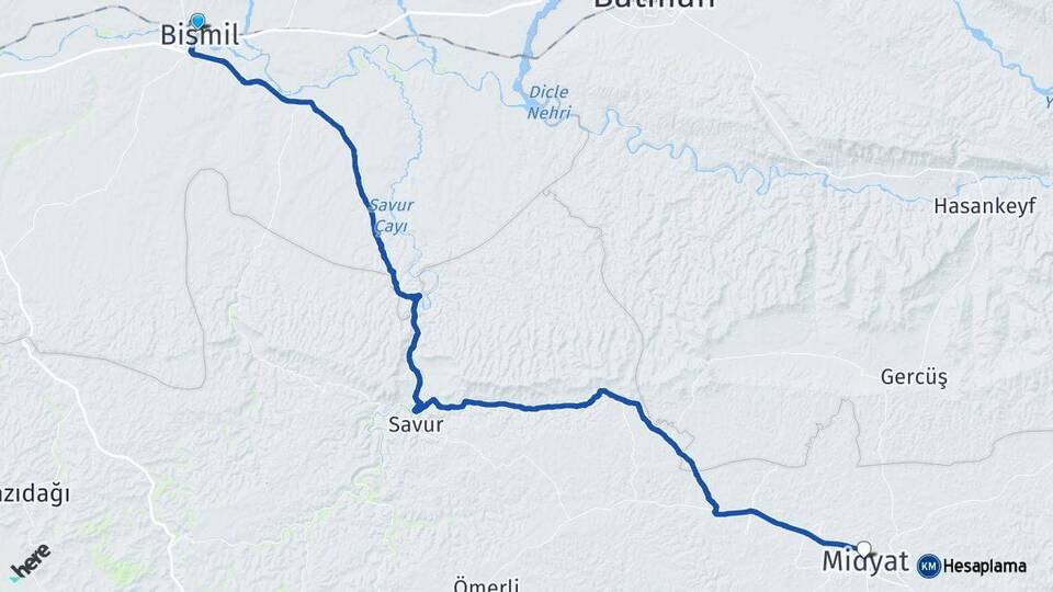Diyarbakır Bismil Midyat Mardin Arası Kaç Km - Yol Haritası