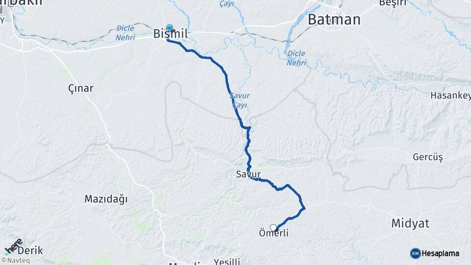 Diyarbakır Bismil Ömerli Mardin Arası Kaç Km - Yol Haritası