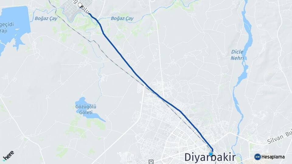 Diyarbakır Bozek Yenişehir Arası Kaç Km - Yol Haritası