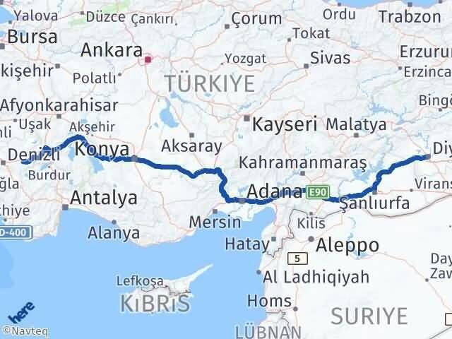 Diyarbakır Bozkurt Denizli Arası Kaç Km - Yol Haritası