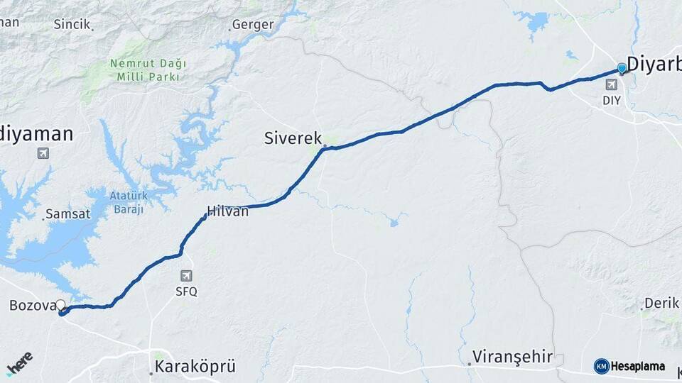 Diyarbakır Bozova Şanlıurfa Arası Kaç Km - Yol Haritası