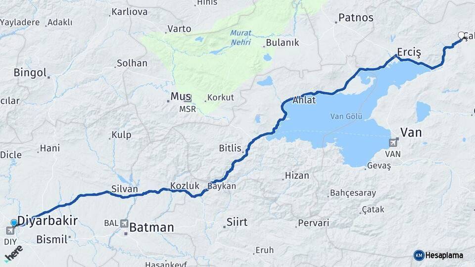 Diyarbakır Çaldıran Van Arası Kaç Km - Yol Haritası