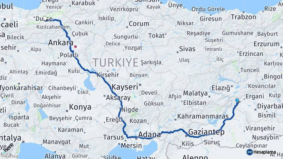 Diyarbakır Çermik Bolu Arası Kaç Km - Yol Haritası