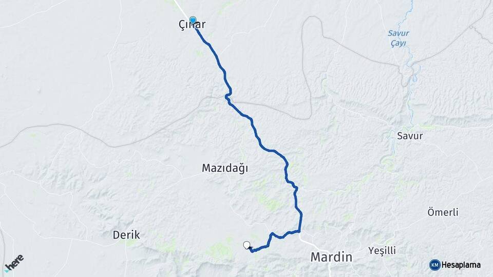 Diyarbakır Çınar Artuklu Mardin Arası Kaç Km - Yol Haritası