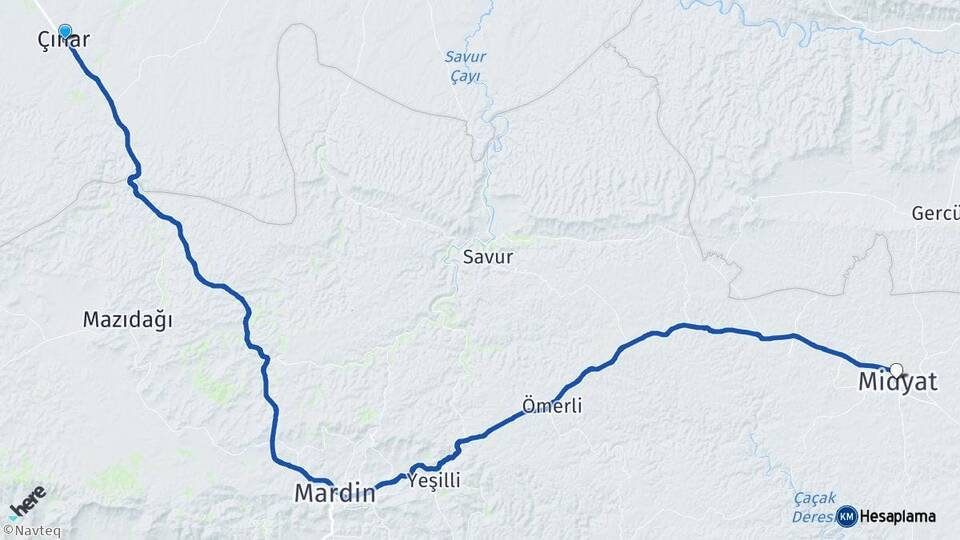 Diyarbakır Çınar Midyat Mardin Arası Kaç Km - Yol Haritası