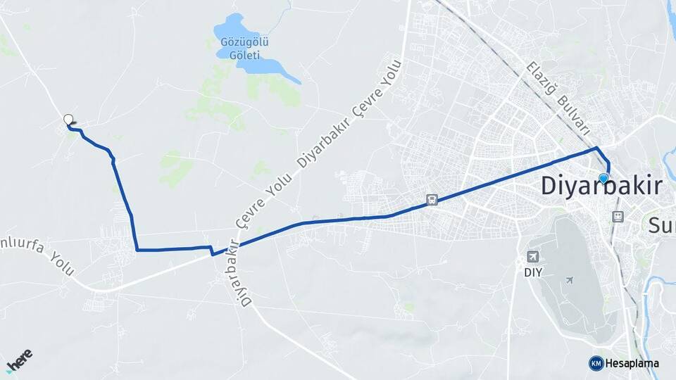 Diyarbakır Cumhuriyet Kayapınar Arası Kaç Km - Yol Haritası