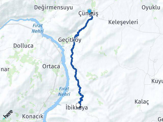 Diyarbakır Çüngüş İbikkaya Çüngüş Arası Kaç Km - Yol Haritası