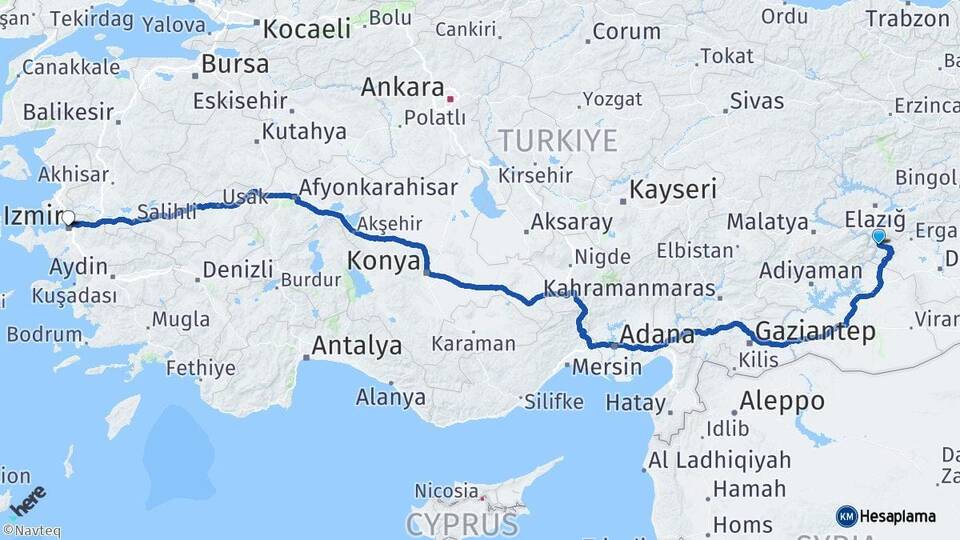 Diyarbakır Çüngüş İzmir Arası Kaç Km - Yol Haritası