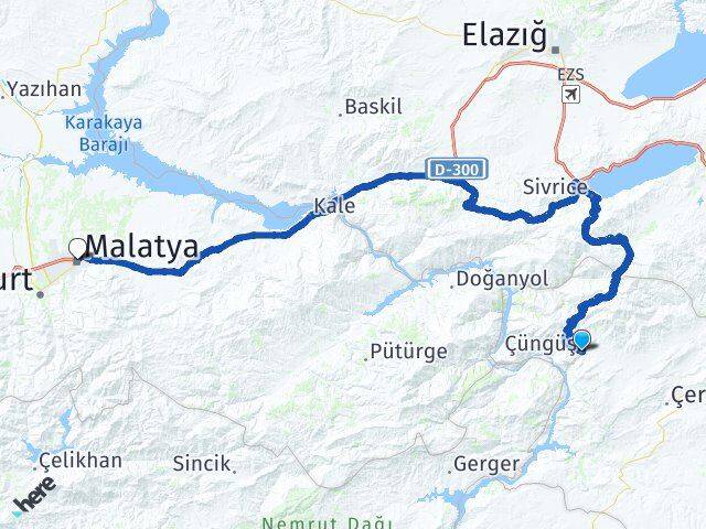 Diyarbakır Çüngüş Malatya Arası Kaç Km - Yol Haritası