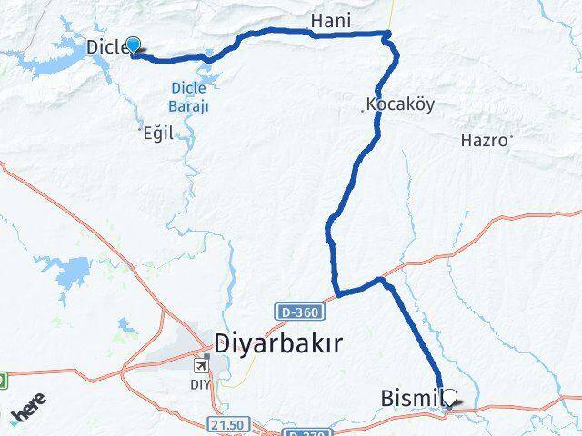 Diyarbakır Dicle Bismil Arası Kaç Km - Yol Haritası