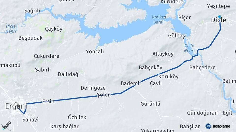 Diyarbakır Dicle Ergani Arası Kaç Km - Yol Haritası