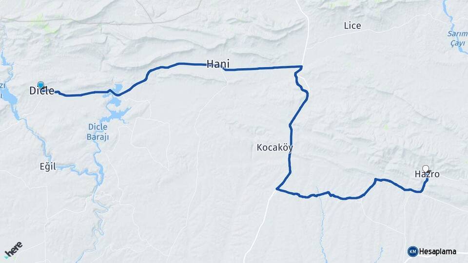 Diyarbakır Dicle Hazro Arası Kaç Km - Yol Haritası