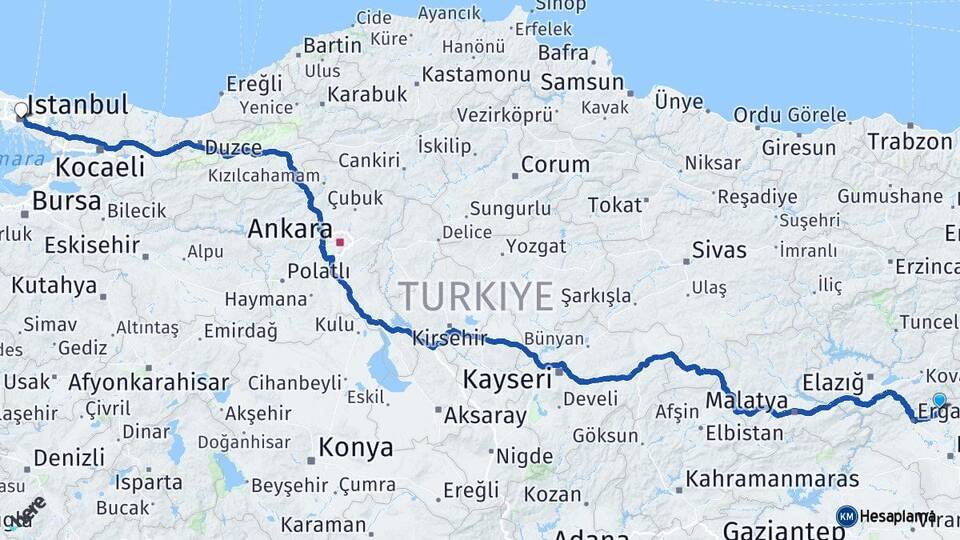 Diyarbakır Dicle İstanbul Arası Kaç Km - Yol Haritası