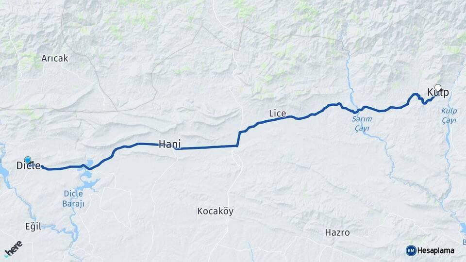 Diyarbakır Dicle Kulp Arası Kaç Km - Yol Haritası