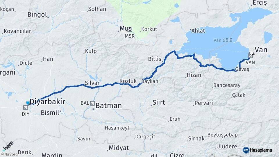 Diyarbakır Edremit Van Arası Kaç Km - Yol Haritası