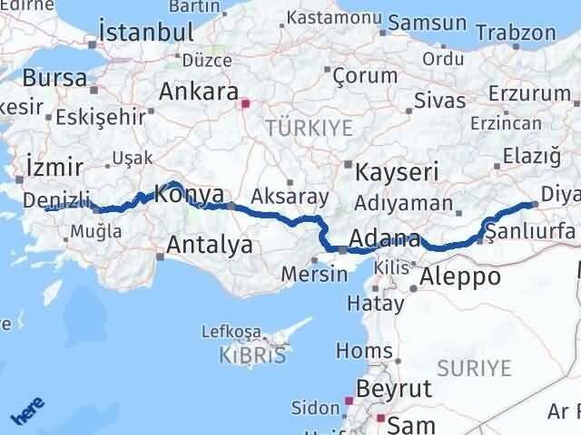 Diyarbakır Efeler Aydın Arası Kaç Km - Yol Haritası