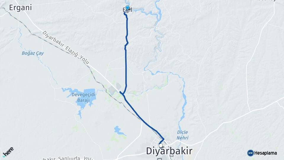 Diyarbakır Eğil Bağlar Arası Kaç Km - Yol Haritası