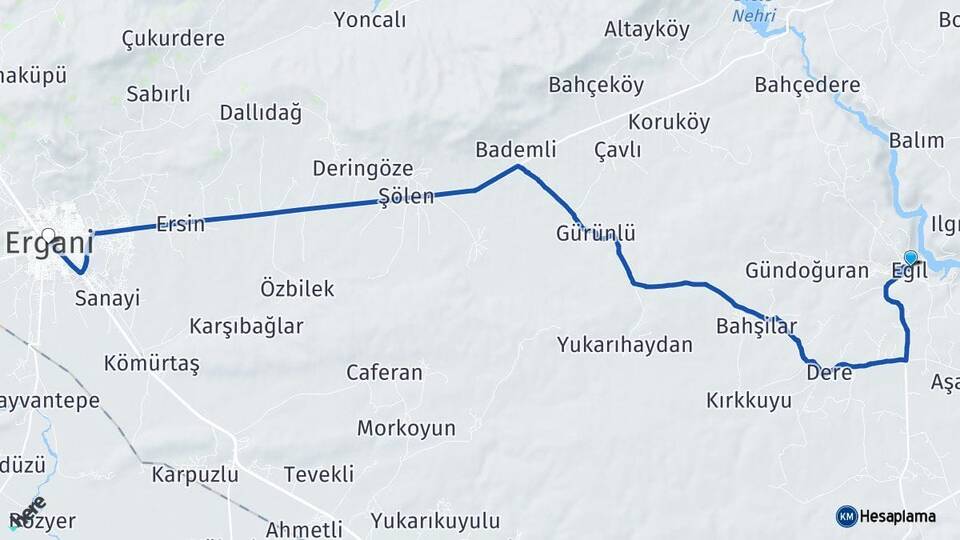 Diyarbakır Eğil Ergani Arası Kaç Km - Yol Haritası