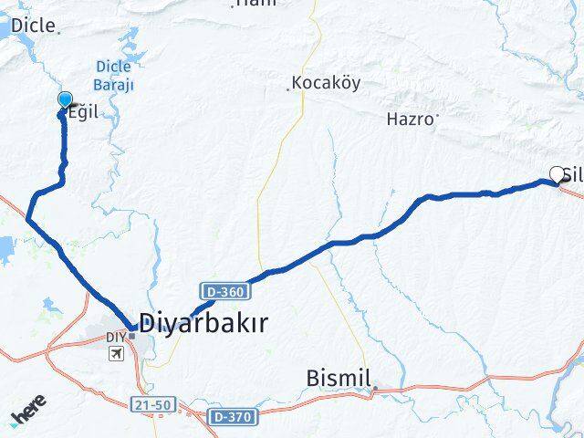 Diyarbakır Eğil Silvan Arası Kaç Km - Yol Haritası