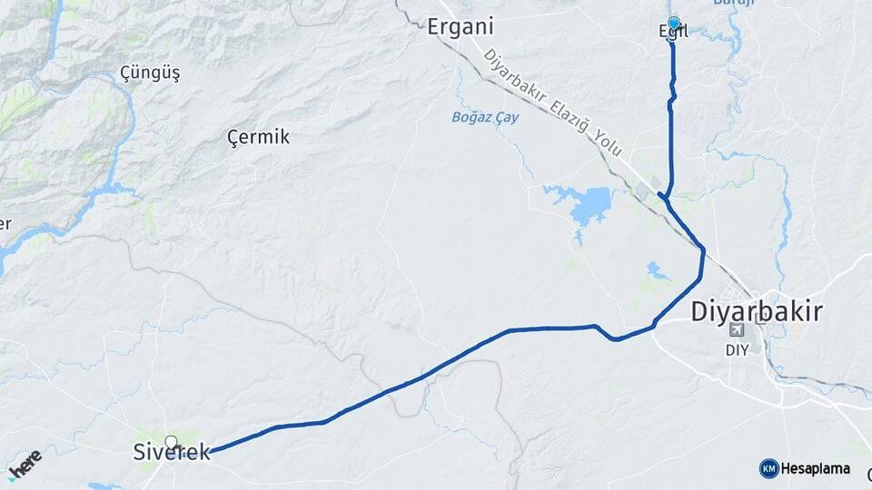 Diyarbakır Eğil Siverek Şanlıurfa Arası Kaç Km - Yol Haritası
