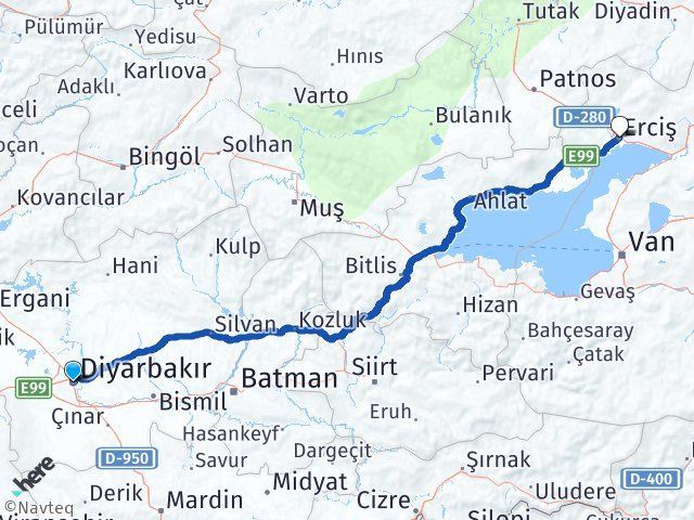 diyarbakir ercis van arasi kac km kmhesaplama com