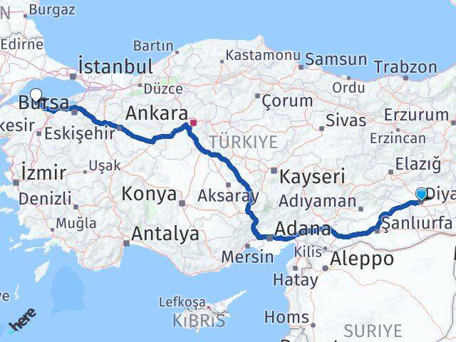 Diyarbakır Erdek Balıkesir Arası Kaç Km - Yol Haritası