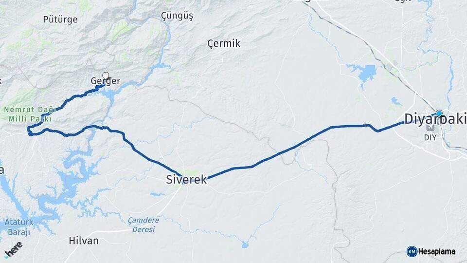 Diyarbakır Gerger Adıyaman Arası Kaç Km - Yol Haritası