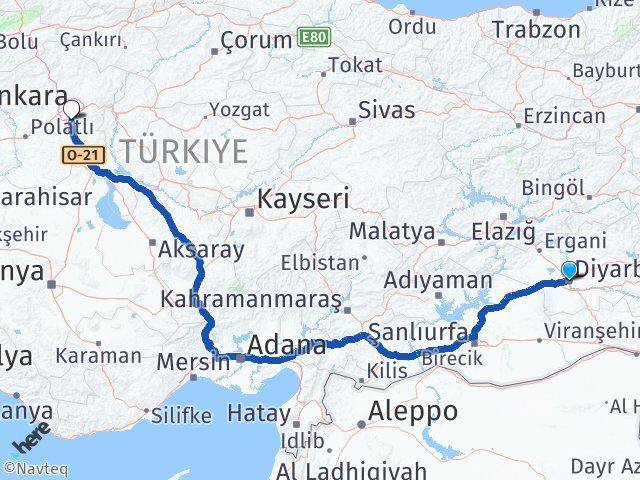 Diyarbakır Gölbaşı Ankara Arası Kaç Km - Yol Haritası