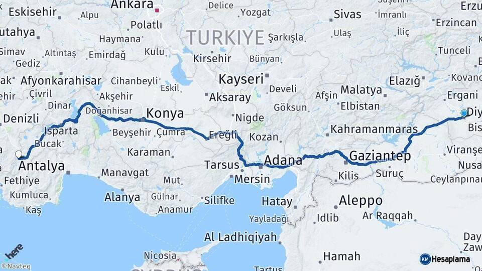 Diyarbakır Gölhisar Burdur Arası Kaç Km - Yol Haritası