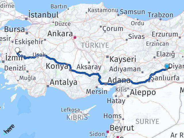 Diyarbakır Gördes Manisa Arası Kaç Km - Yol Haritası