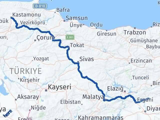 Diyarbakır Hani Kastamonu Arası Kaç Km - Yol Haritası