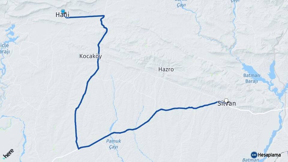 Diyarbakır Hani Silvan Arası Kaç Km - Yol Haritası