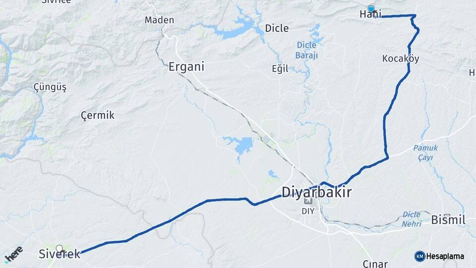 Diyarbakır Hani Siverek Şanlıurfa Arası Kaç Km - Yol Haritası