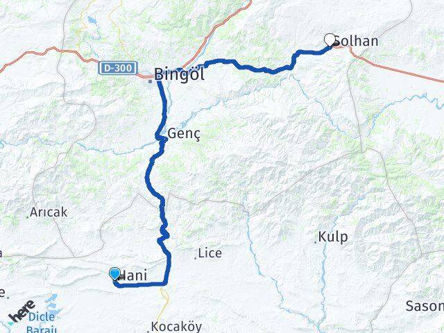 Diyarbakır Hani Solhan Bingöl Arası Kaç Km - Yol Haritası