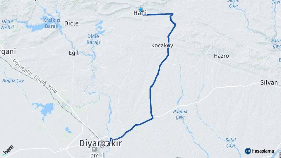 Diyarbakır Hani Sur Arası Kaç Km - Yol Haritası