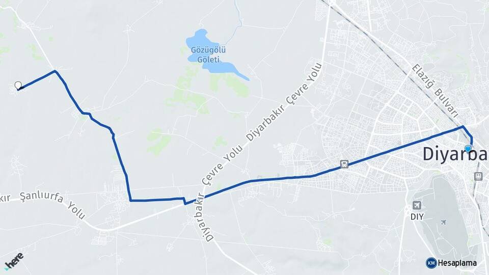 Diyarbakır Hatipoğlu Kayapınar Arası Kaç Km - Yol Haritası