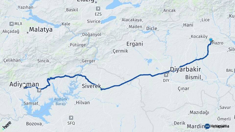 Diyarbakır Hazro Adıyaman Arası Kaç Km - Yol Haritası