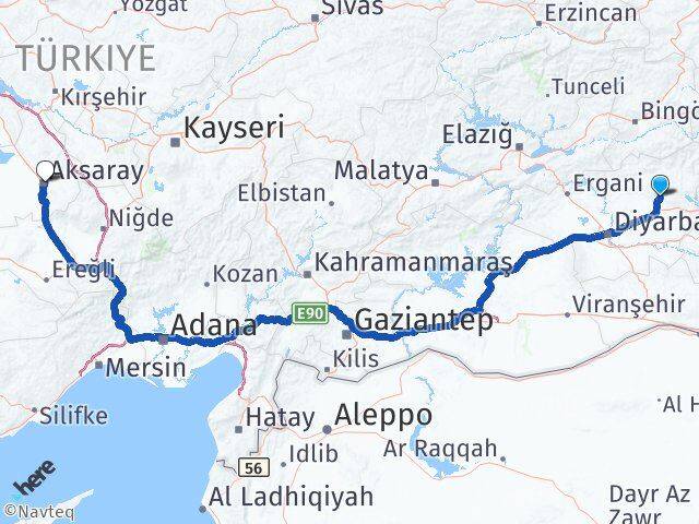 Diyarbakır Hazro Aksaray Arası Kaç Km - Yol Haritası
