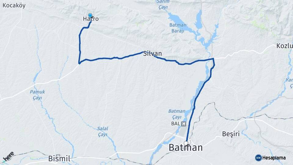 Diyarbakır Hazro Batman Arası Kaç Km - Yol Haritası