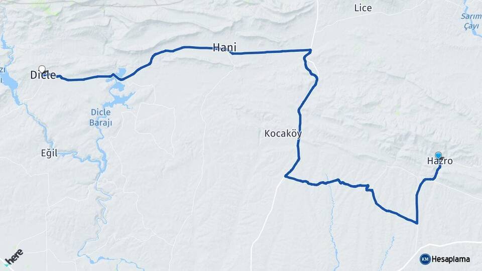 Diyarbakır Hazro Dicle Arası Kaç Km - Yol Haritası