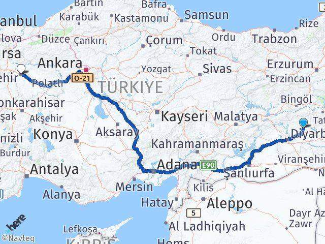 Diyarbakır Hazro Eskişehir Arası Kaç Km - Yol Haritası